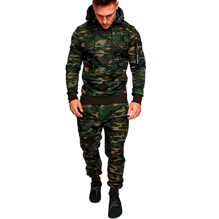 

Autumn Winter Tracksuit Men Camouflage Sportswear Hooded Sweatshirt Jacket+pant Sport Suit Male Chandal Hombre Survetement Homme