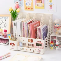 detachable bookends for shelves book support stand desktop file storage box with pen holder desk organizer office accessories