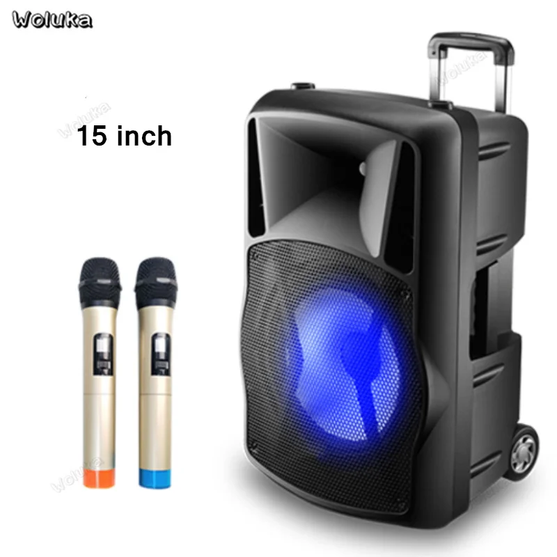 B 15 inch Bluetooth супер-мощный стерео динамик дорожный рюкзак на колесах динамик караоке Мобильная производительность квадратный танцевальный плеер куб CD50 W05 - Цвет: B 15 inch