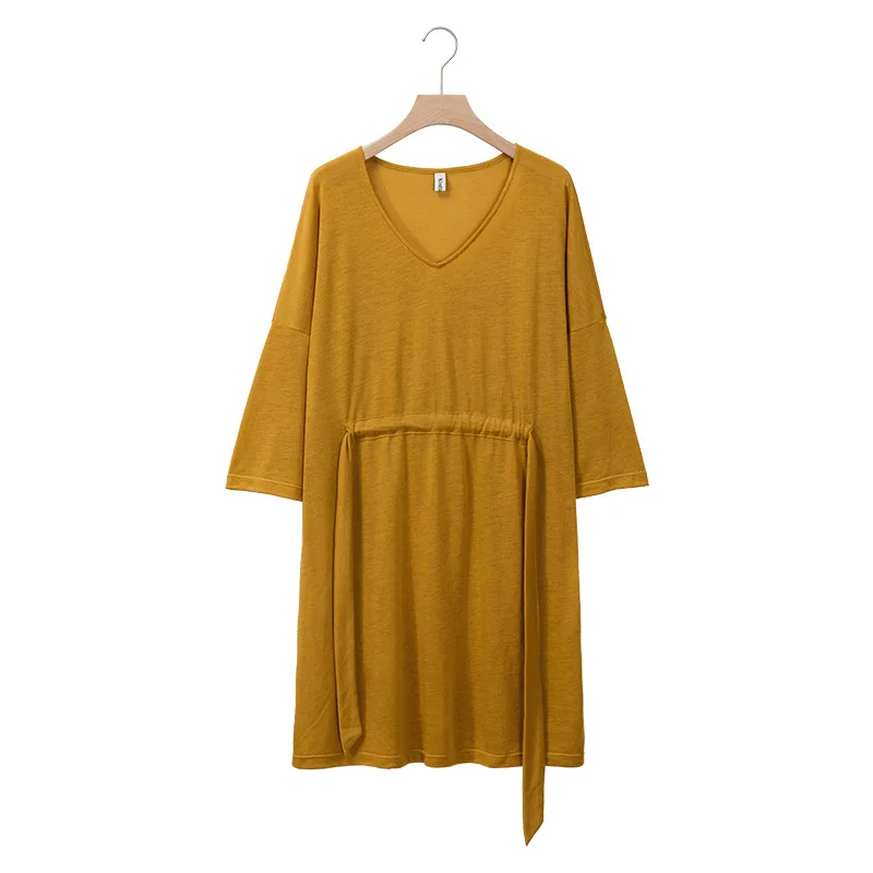 Осенняя женская обувь на каждый день с длинным рукавом Платье завязках Женские V