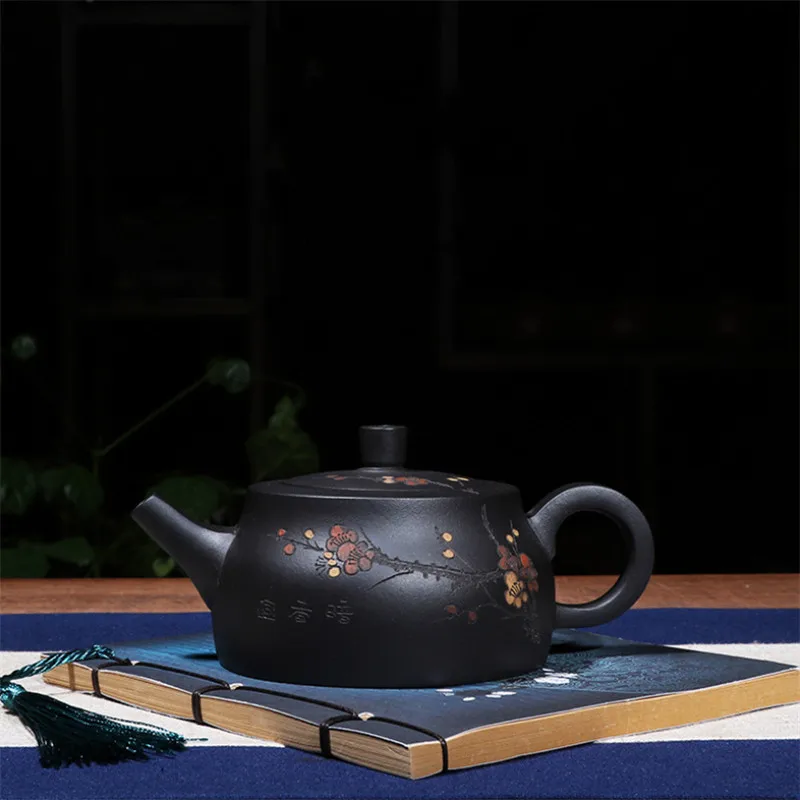 Yixing Фиолетовый Глиняный резной чайник ручной работы креативный китайский черный