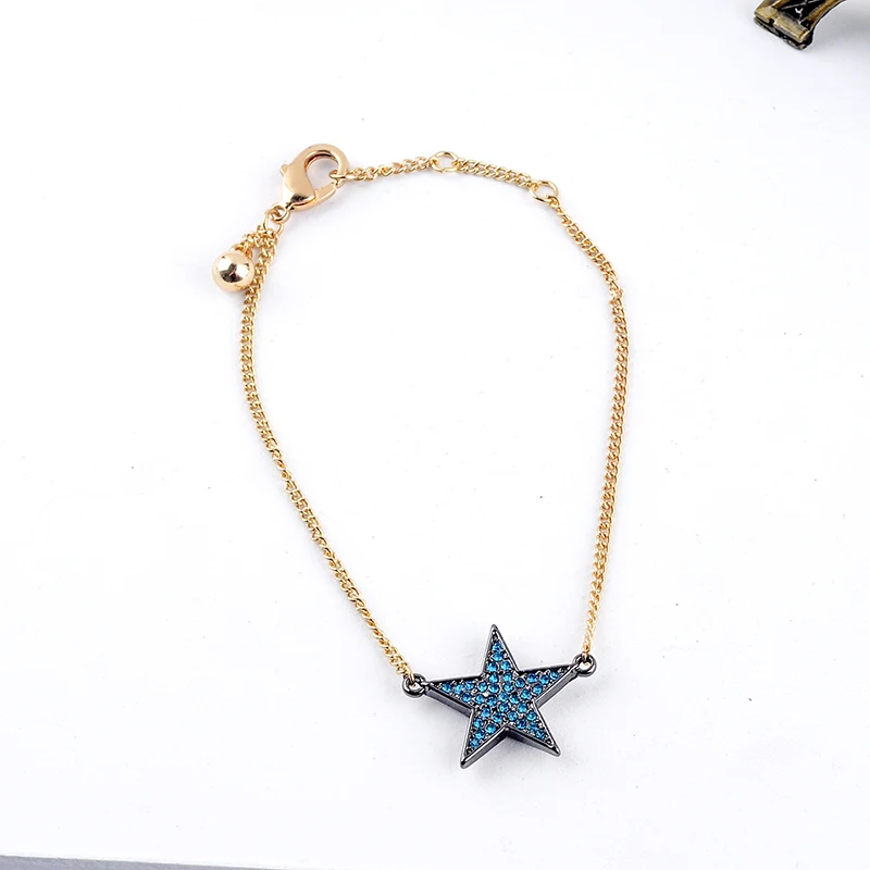 Голубой и ясно модная обувь с украшением в виде кристаллов браслет пентаграммой