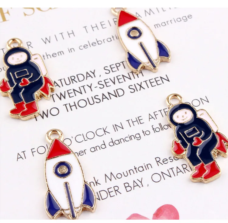 JKJ 20 шт. милый астронавт брелок Подвеска шармы серьги фурнитура сделай сам захват