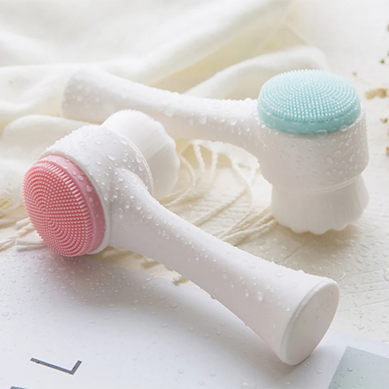 

Double-Sided Silicone Facial Cleansing Brush Massager For Face Blackhead Exfoliating Removal Brush Makeup Skin Care Tool