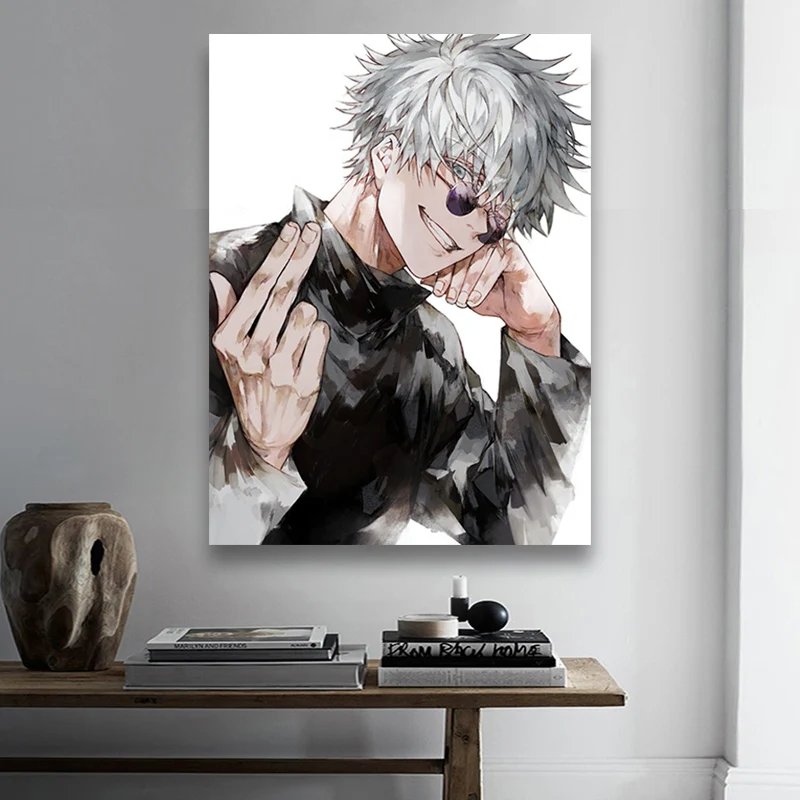 

HD Printed Anime Jujutsu Kaisen Canvas Painting Wall Art Gojo Satoru Poster Home Decoration Living Room Modular Pictures Framed