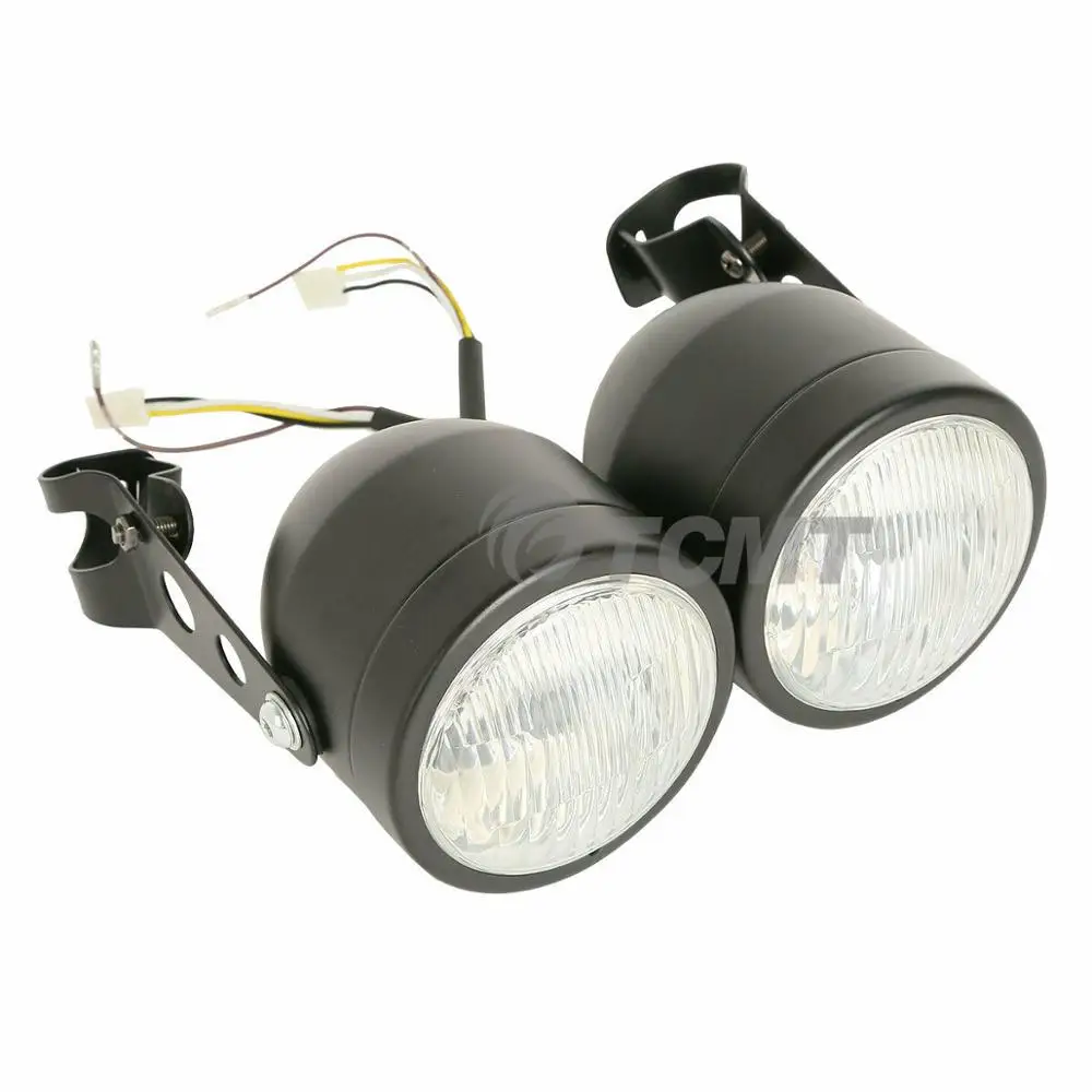 Передняя фара для мотоцикла двойная с кронштейном Harley Softail Cafe Racer спортивных