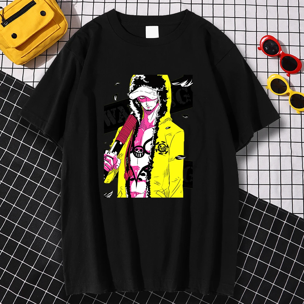 

Kohpweran Unisex Streetwear Trafalgar Law Stampede Hip Hop Print Mens T-Shirts Fashion Summer Tops Loose Sweat Breathable