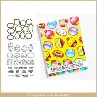 mix food dessert ice cream cake cookie sweet letter metal cutting dies match clear silicone stamps new template make cards craft