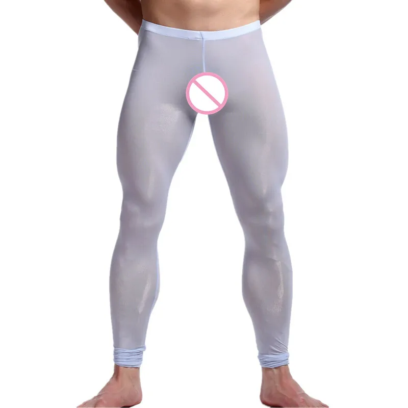 Ice Silk Для мужчин в разных цветах Леггинсы Мужская пижама Long Johns сексуальное нижнее