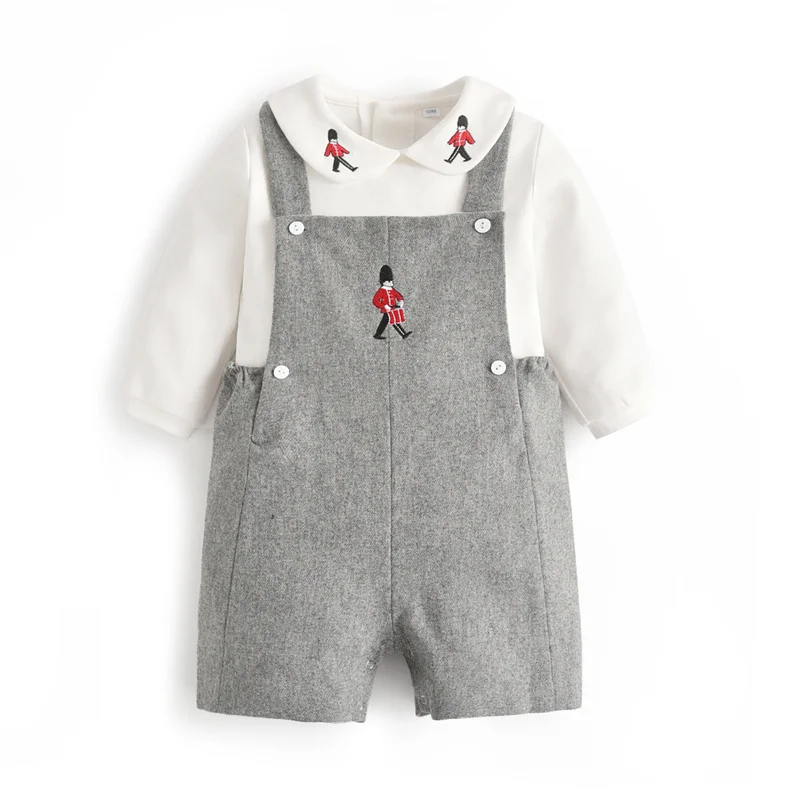 2Pcs Spanish Newborn Baby Clothes Set Infant Boy White Shirt Top Jumpsuit Suits Toddler Boy Outfits Cartoon Embroidery Clothing