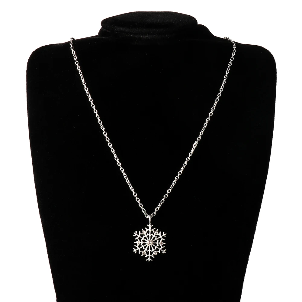 1 шт. Горячее предложение серебряное хрустальное ожерелье в виде снежинок