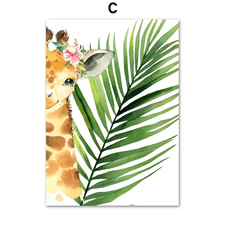 Листьев растений зебр слонов С принтом обезьяна для домашнего декора