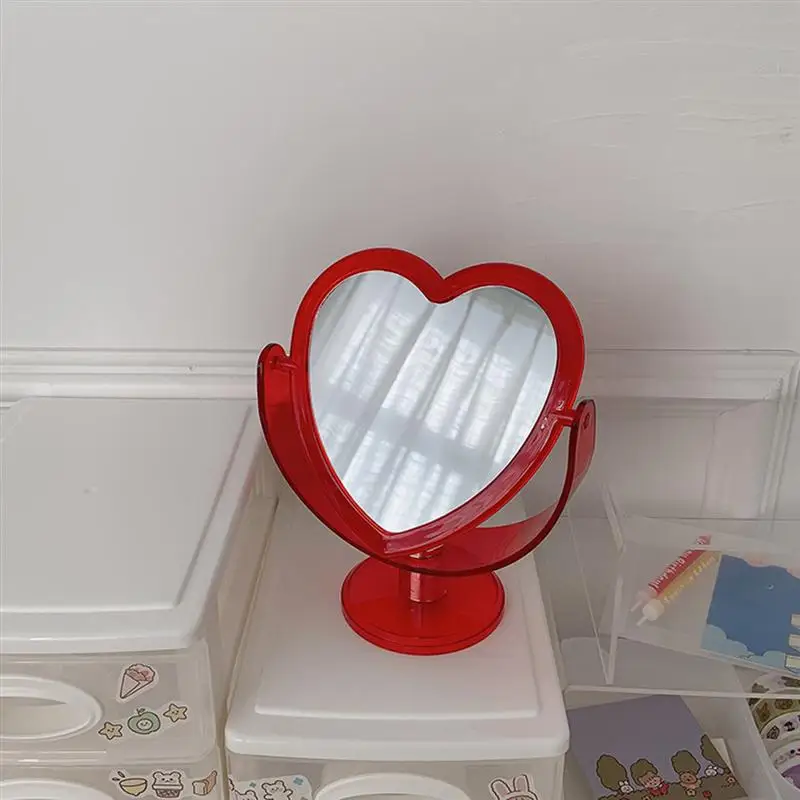 Double-Sided Makeup Mirror Loving Heart Acrylic Desktop Cosmetic For Home Bedroom Make Up | Красота и здоровье
