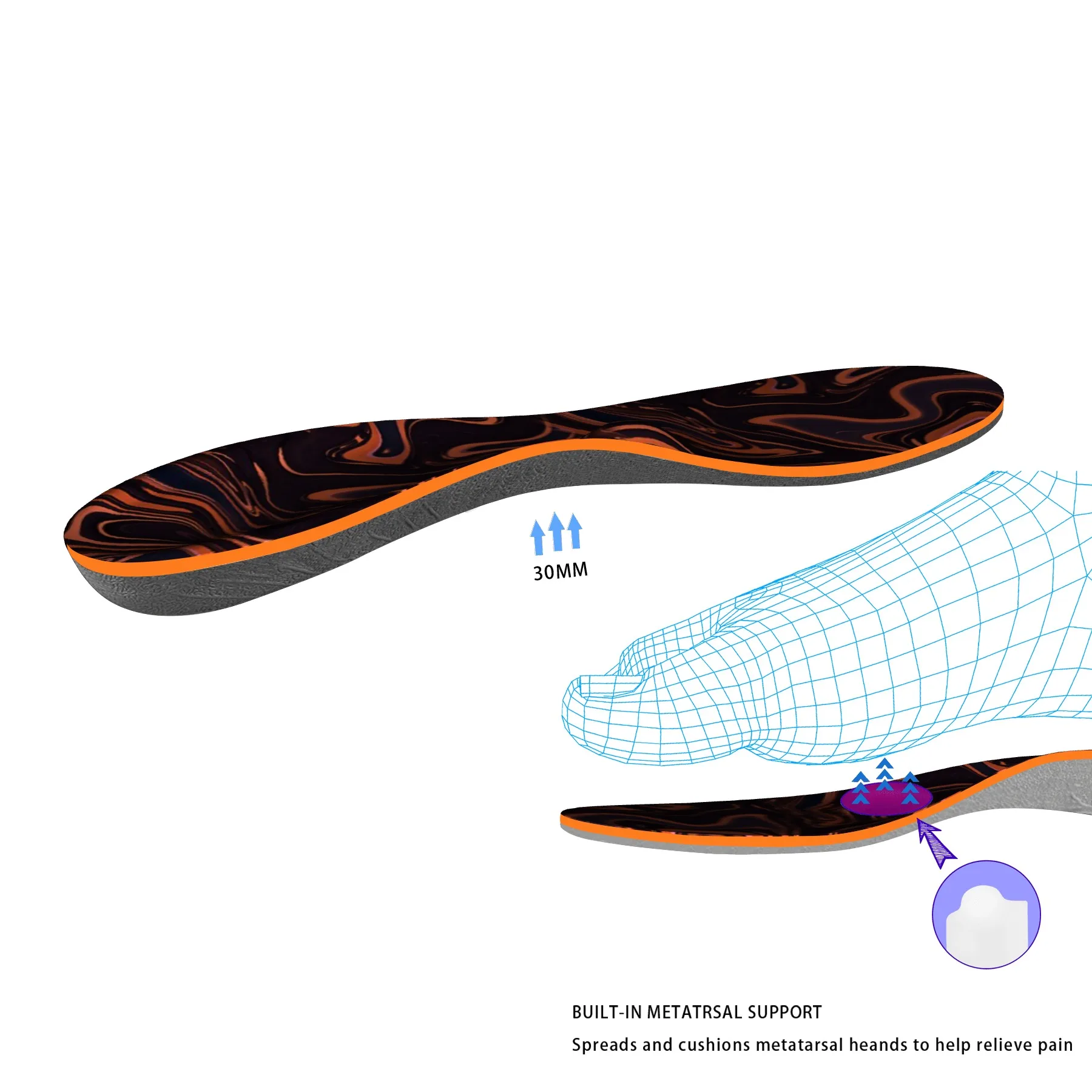 Foot Protection Insole Promote Blood Circulation Sports Arch For Pain Relief Gentleman Shoes | Обувь