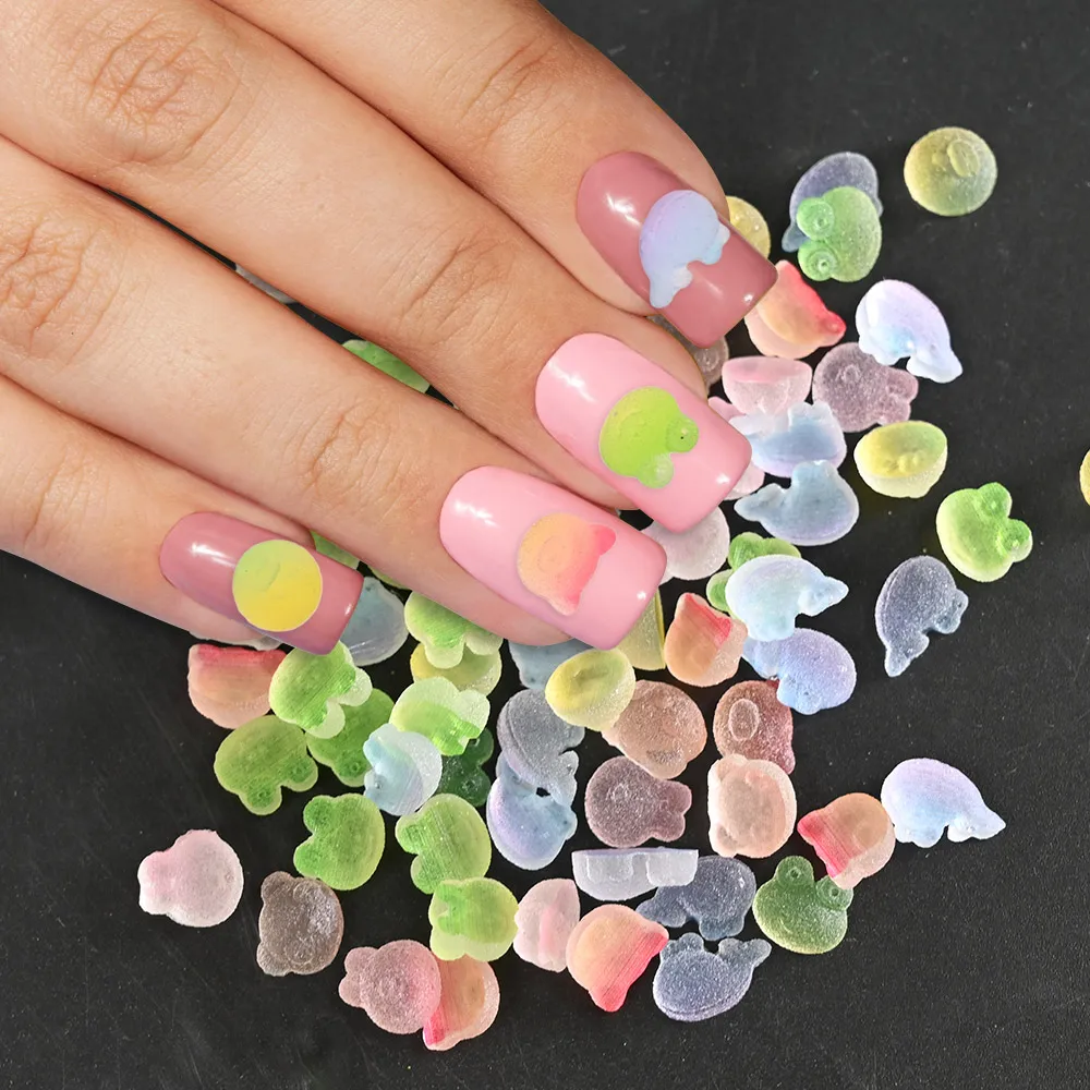 

50PCS/Bag Colorful Kawayi Flate-Back Mix Rhinestones Cute Sugar Candy Stones Manicure DIY Animal Bear Rhinestones