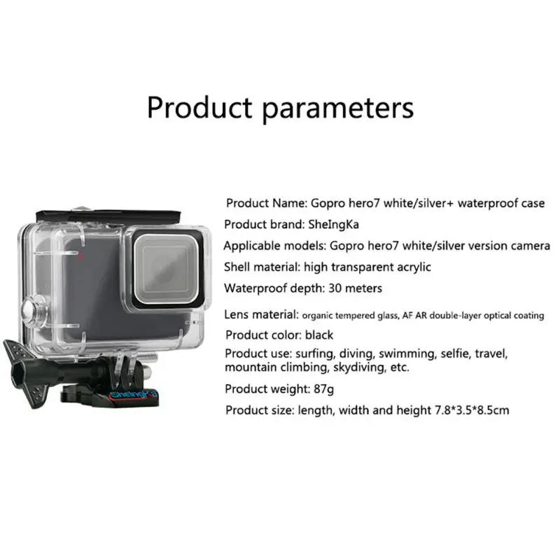 Водонепроницаемый чехол для Gopro Hero 7 серебристый/белый чехол для Gopro Hero7 серебристый/белый специальный водонепроницаемый чехол Аксессуары для камеры