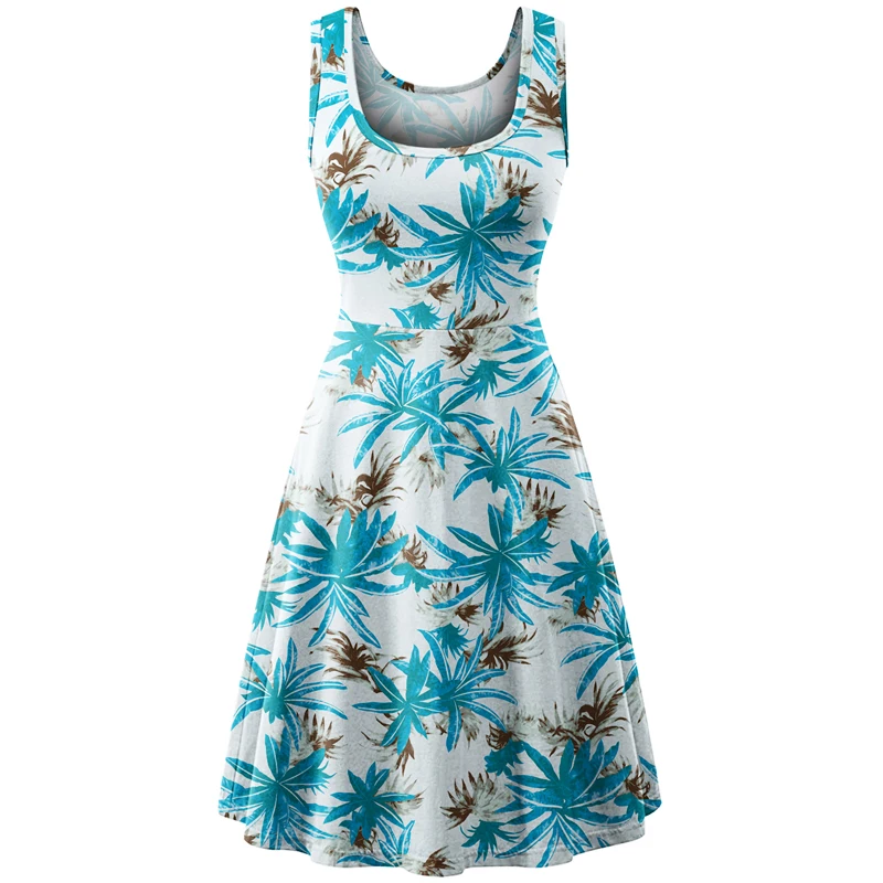 

Женское пляжное Повседневное платье-майка без рукавов, расклешенное, с цветочным принтом, 2021