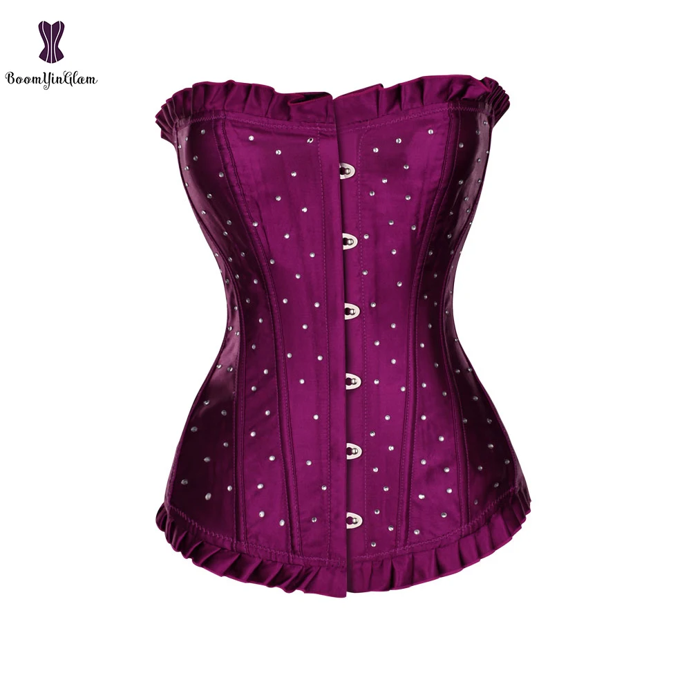 

Satin Corset Bustier Droshipping Overbust Korsett For Women Plus Size Gothic Gorset Lace Up Korset Outwear