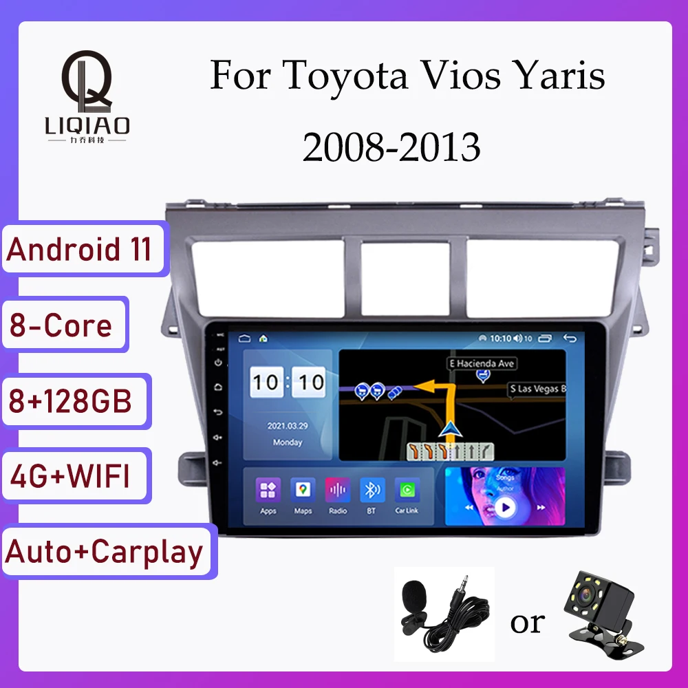 Автомагнитола 2 din DVD мультимедийный стерео-проигрыватель для Toyota Vios Yaris 2008-2013
