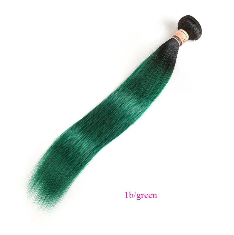 1b green Lucky queen перуанские прямые красные пряди волос 1B/красный/синий/серый/оранжевый/613 блонд пряди Remy пучки человеческих волос Ombre сделки - Цвет: 1b green