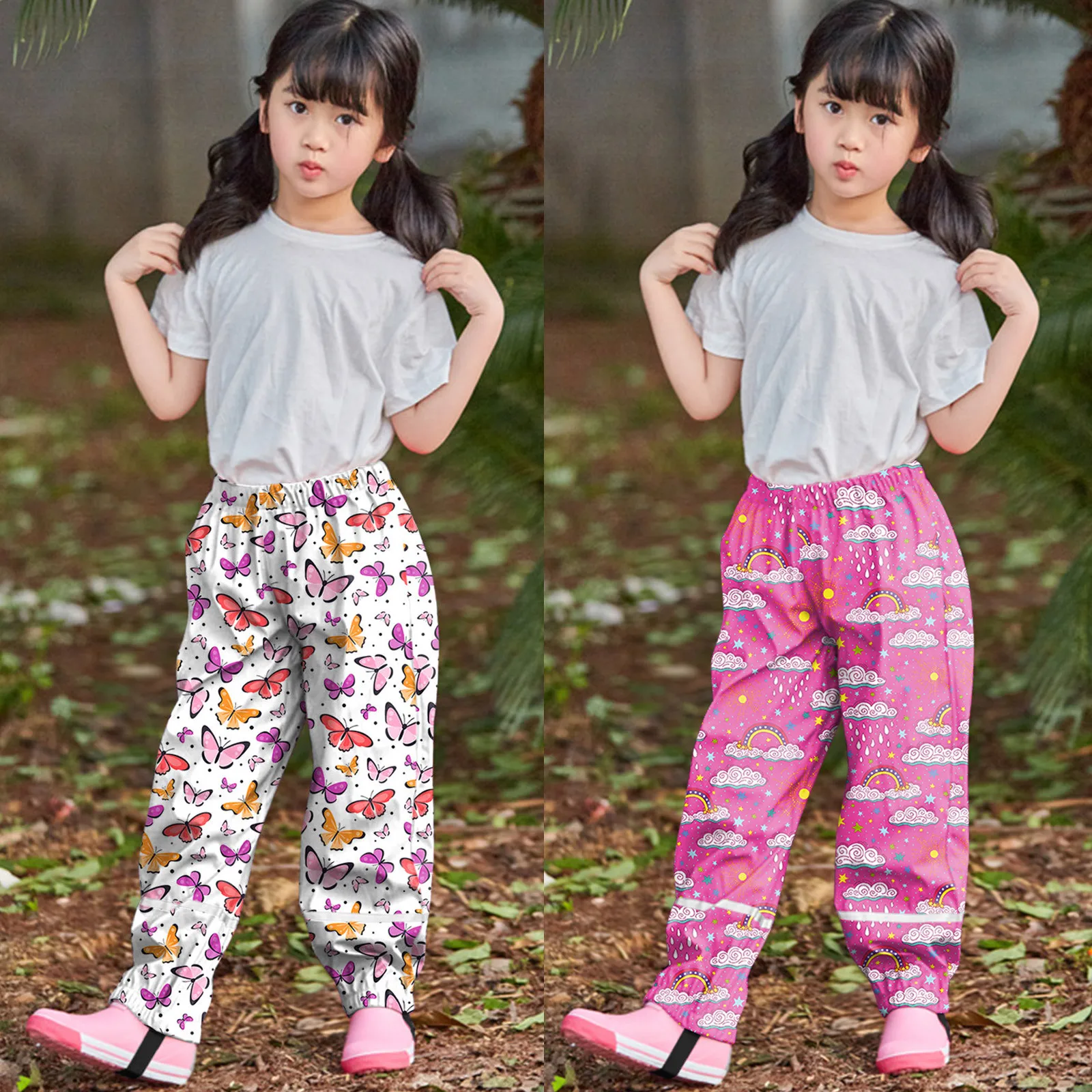 

20#Children Rain Pants Kids Baby Boys Girls Rain Dungarees Windproof Waterproof Mud Breathable Bottoms Pants Trousers Girls Pant