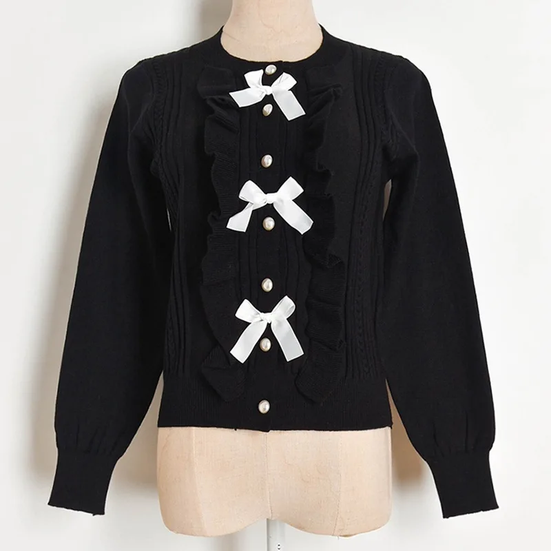

Новые милые дерево уши Отделка: "жемчуг", Бант свитер с пряжкой Кардиган Женская зимняя одежда 2021 зимние топы для девочек на осень одежда с дл...