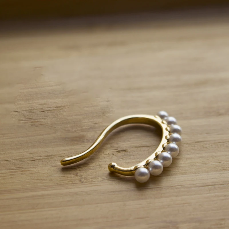 pearls GHIDBK трендовый поддельный жемчуг демонстрационные серьги для ушного хряща минималистичное заявление серьга в виде клипсы женские Необычные уличные стильные серьги - Окраска металла: pearls