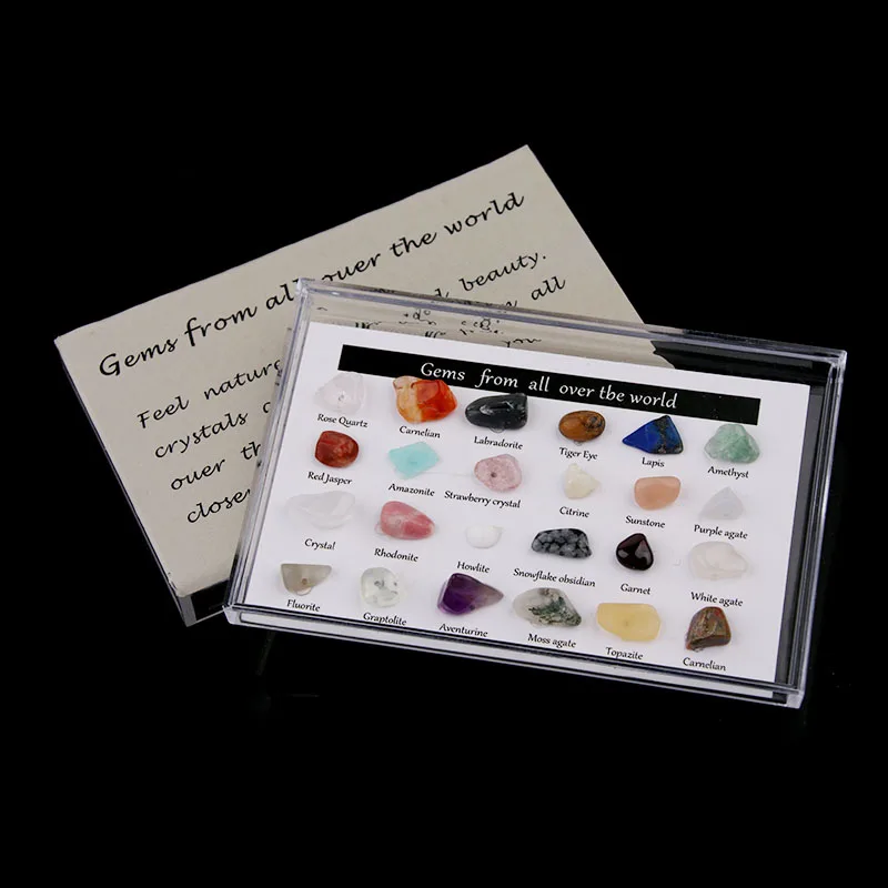 

CKysee 1pcs/lot Natural Stone Sample Card Rose Quartz Lapis White agate Natural Stone Contrast Card