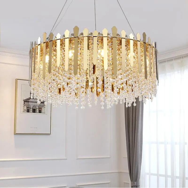 Роскошная хрустальная люстра из нержавеющей стали светодиодная лампа