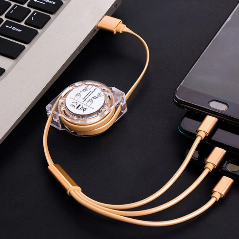 Gold Usb кабель для зарядки samsung huawei все-в-одном выдвижной кабель для xiaomi Портативный micro type-c кабель для быстрой зарядки - Цвет: Gold