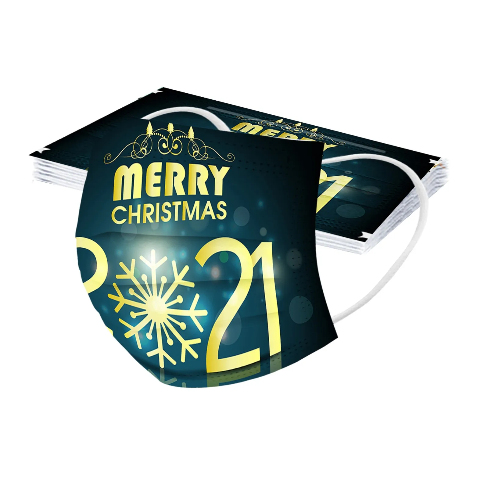 

2021 Happy New Years Adult Disposable Mouth Mask 3-Layer Earloop Face Mask Breathable Protective Mascarillas Mouth Caps Reusable