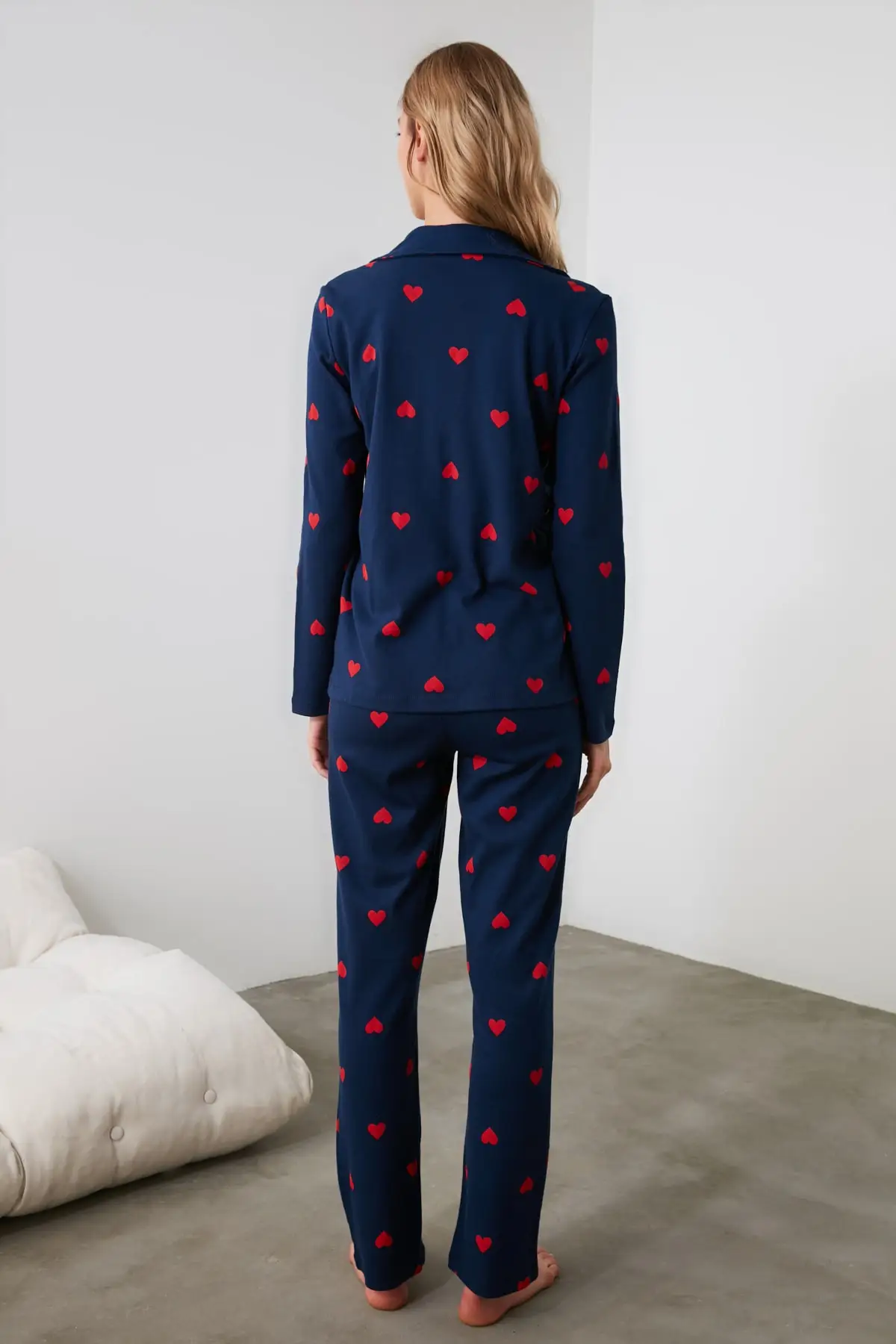 

MLLA Navy Blue Heart Printed Knitted Pajamas Set THMAW21PT0548