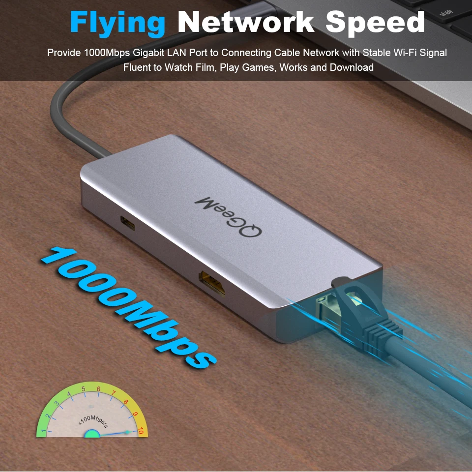 QGeeM USB C концентратор для Macbook Pro/Air HDMI VGA Micro SD кард ридеры RJ45 Aux PD OTG мульти usb хаб Тип 3