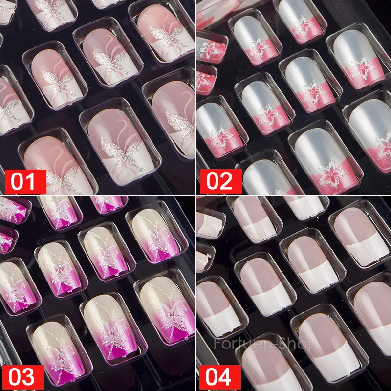 24 шт./корт. С 1 шт. клейкой лентой для ногтей нажмите на накладные ногти это