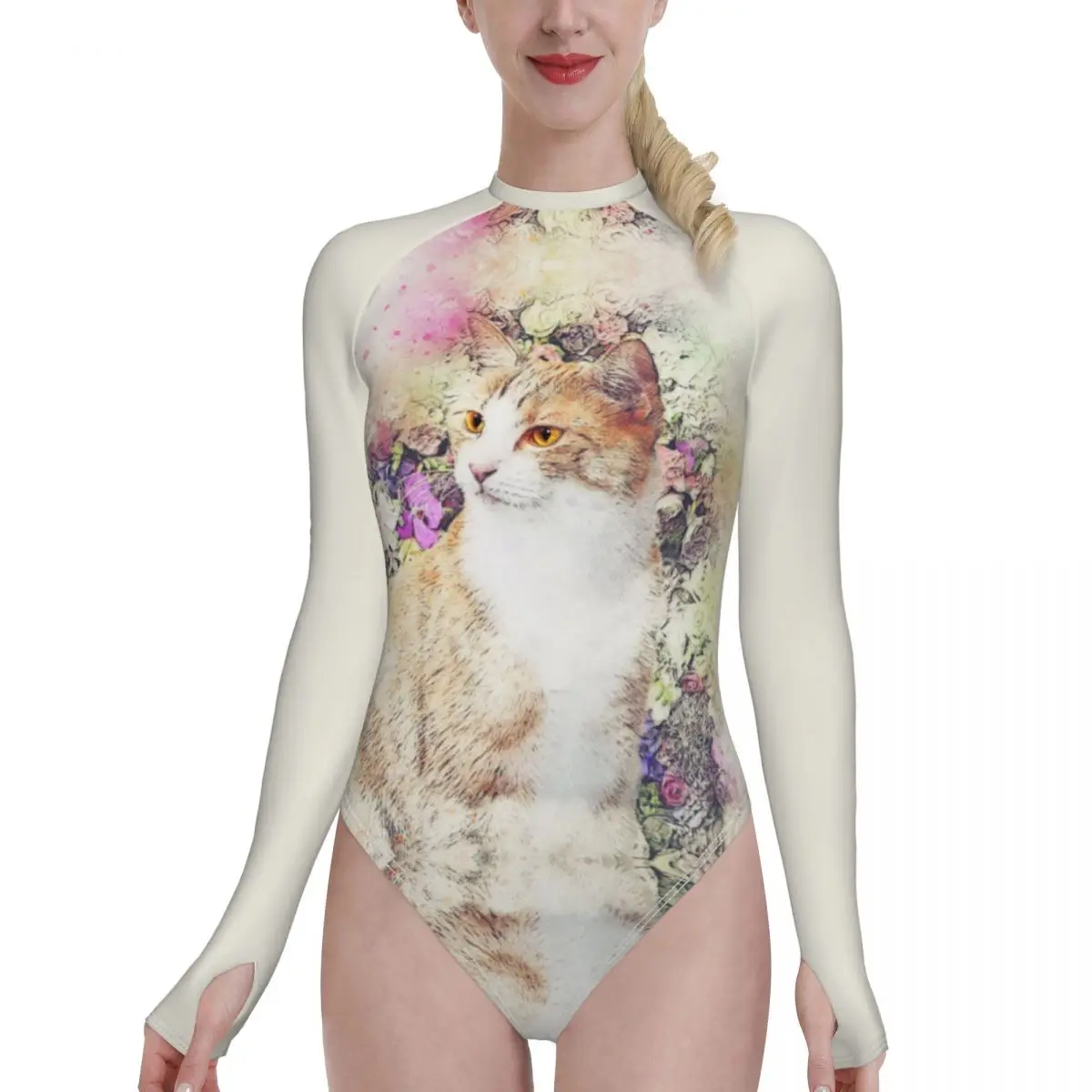 

Купальник для активного отдыха, с длинным рукавом и открытой спиной