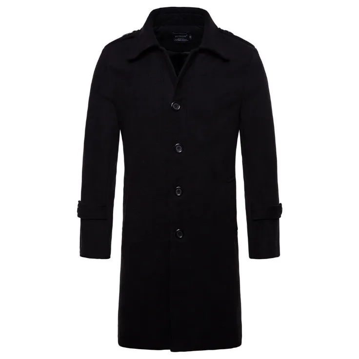 

Europe/US size New Brand Woolen Coat Men Fashion Long Trench Coat England Style Wool Blend Single Breasted Jacket Male Overcoats