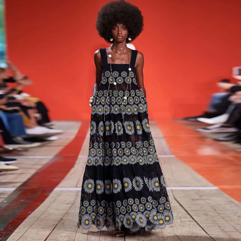 Вышивка с декором в виде цветка подтяжками кружевные вечерние платья весна-лето