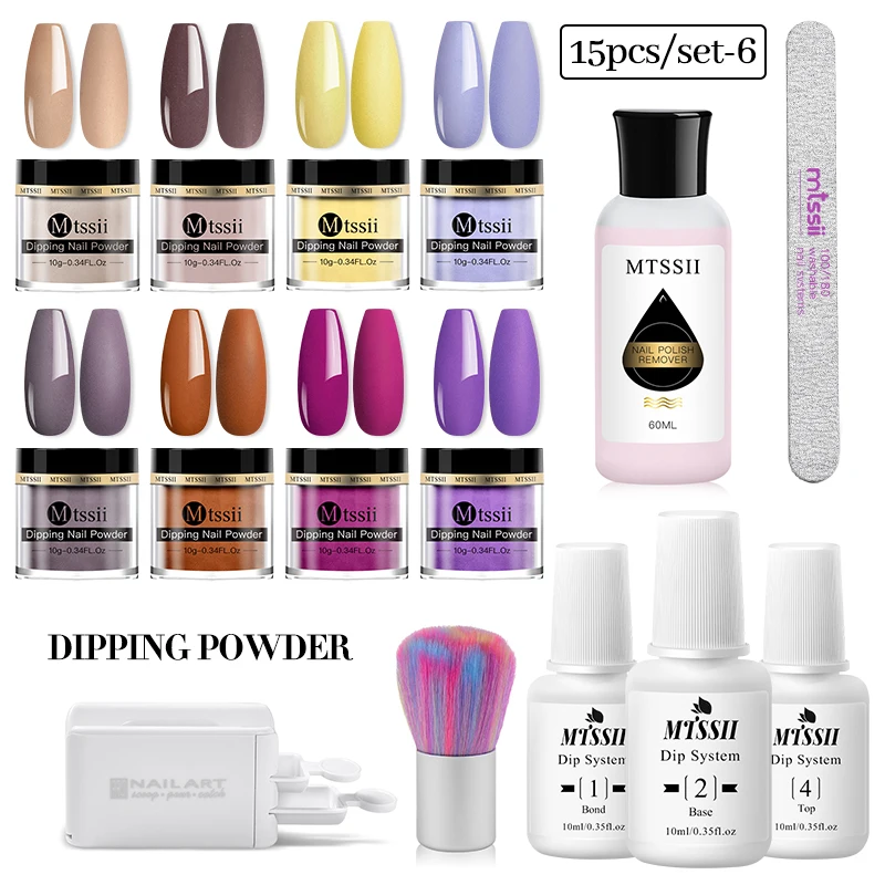 

Mtssii Nail Dipping Powder Brush Set Nude Series Dip Nail Art Glitter Powder Dipping French Glitter Shinning Nails Manicure Kit