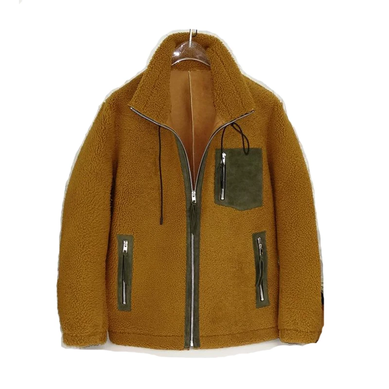 Зимняя Мужская модная повседневная байкерская куртка из овечьего меха|Мужские