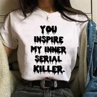 Забавный женский топ с надписью You Inspire My Inner, 100% хлопок, Готическая графическая цитата, хипстерская футболка унисекс