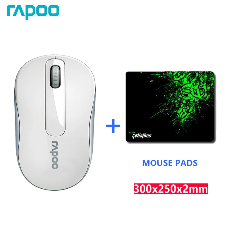 Write with pads Оригинальная Беспроводная оптическая мышь Rapoo, 2,4G, надежная, 1000 dpi, мини-мышь для компьютера, ноутбука, настольного компьютера, игр, бесплатные коврики для мыши - Цвет: Write with pads