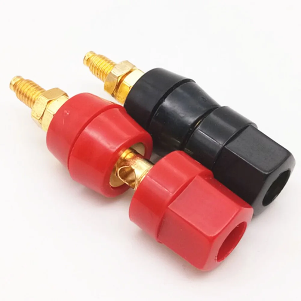 2pcs/set Binding Post Adapter Amplifier Terminal Home Connector Socket Plug Easy To Use Speaker Power Audio Jack Black And Red |