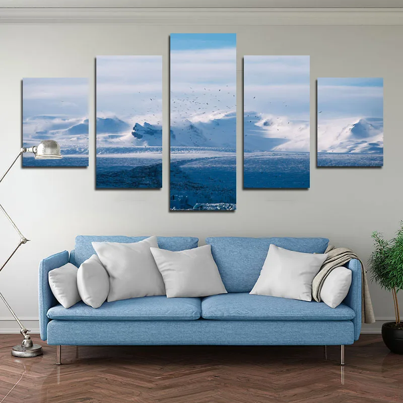 

Snow Mountain Flying Bird Photography Art Home Wall Painting Customizable Decoration Hot-Selling Frameless Printed Canvas Poster