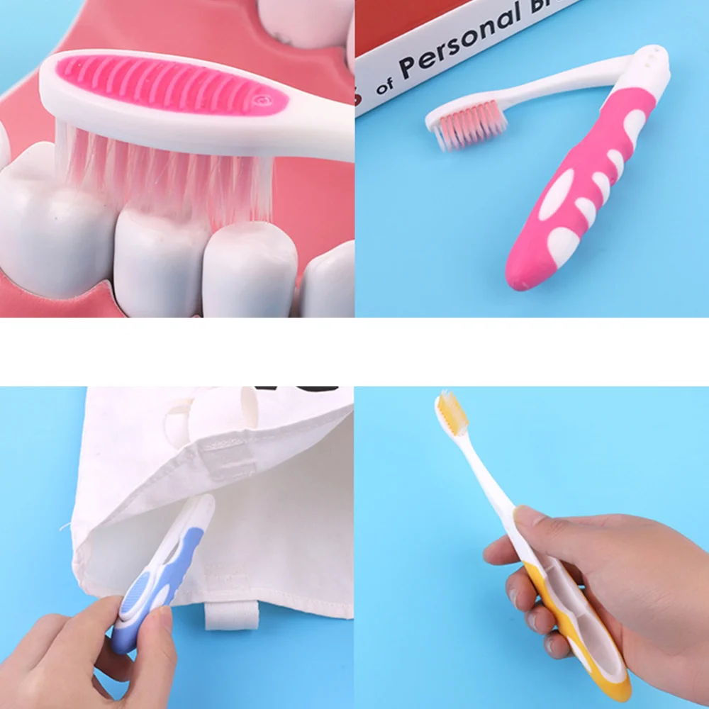 

8Pcs Foldable Travel Toothbrushes Bristle Toothbrushes Adults Toothbrushes Oral Care Tool (Blue Yellow Set, Green Set