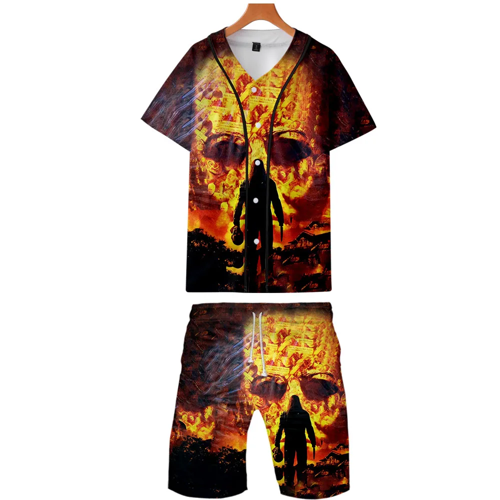 2019 Хэллоуин 3D печатных женщин/мужчин комплект из двух частей Бейсбол TShite летний