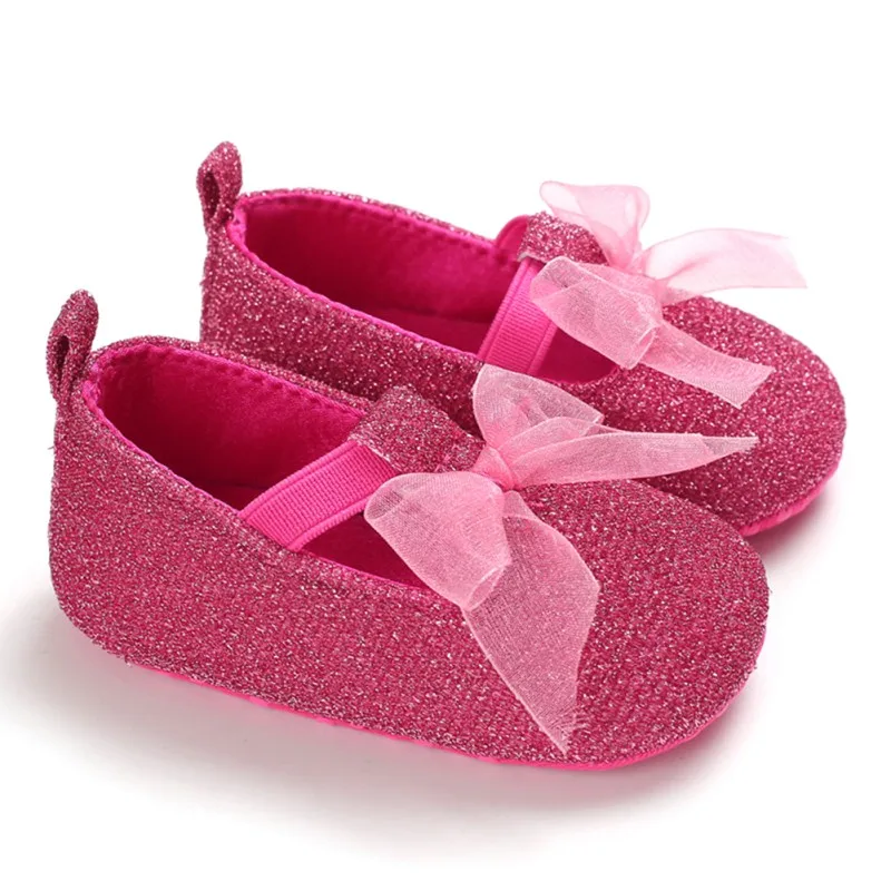 

Fashion Baby Girls Baby Shoes Cute Newborn First Walker Shoes Infant Cartoon Princess Soft Sole Bottom Anti-slip Shoes bow