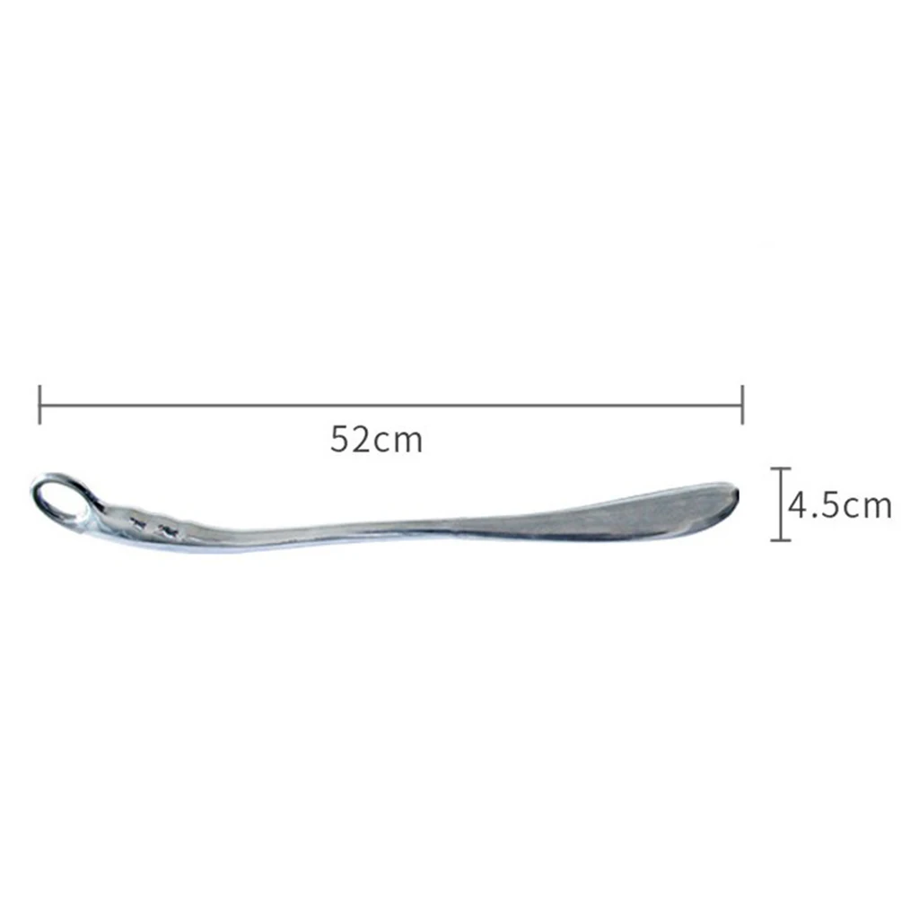 Long Metal Shoe Horn Alloy Solid For Shoes Boots All Size Feet With Loop Handle  52x4.5cm