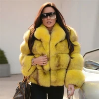 fashion short genuine fox fur coat stand collar high street women real fox fur jackets whole skin woman luxury fur overcoat 2021