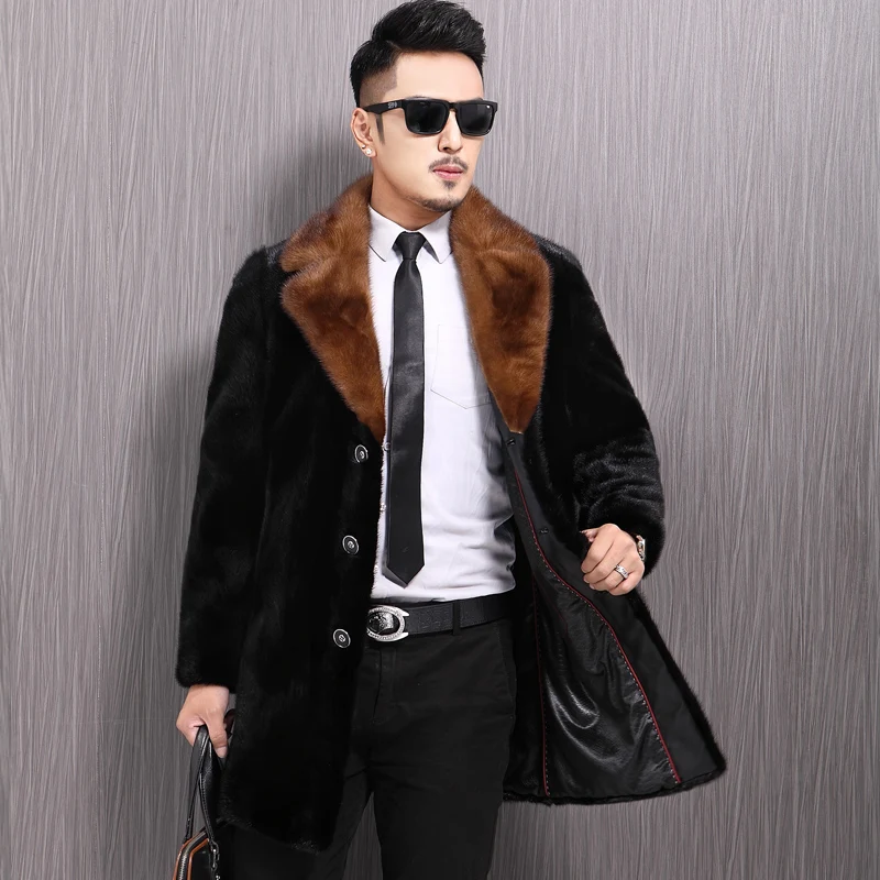 Мужская зимняя норковая куртка теплая верхняя одежда из натурального меха