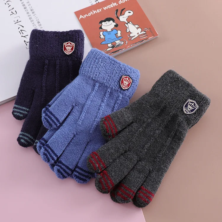 2020 Children gloves Winter autumn fingers warm soft knitted boys fashion for Kids 7~ 11Yrs with high quality | Детская одежда и